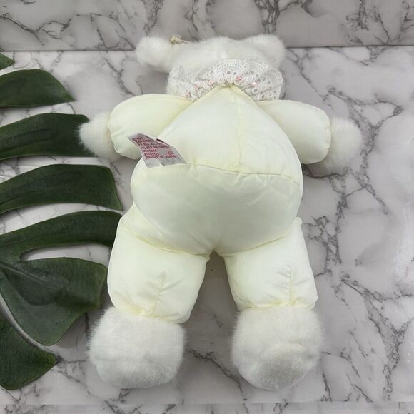 Dakin Baby Things Chime Vintage 1991 White Rabbit Bunny Plush Toy Ruffle Collar - Picture 4 of 8